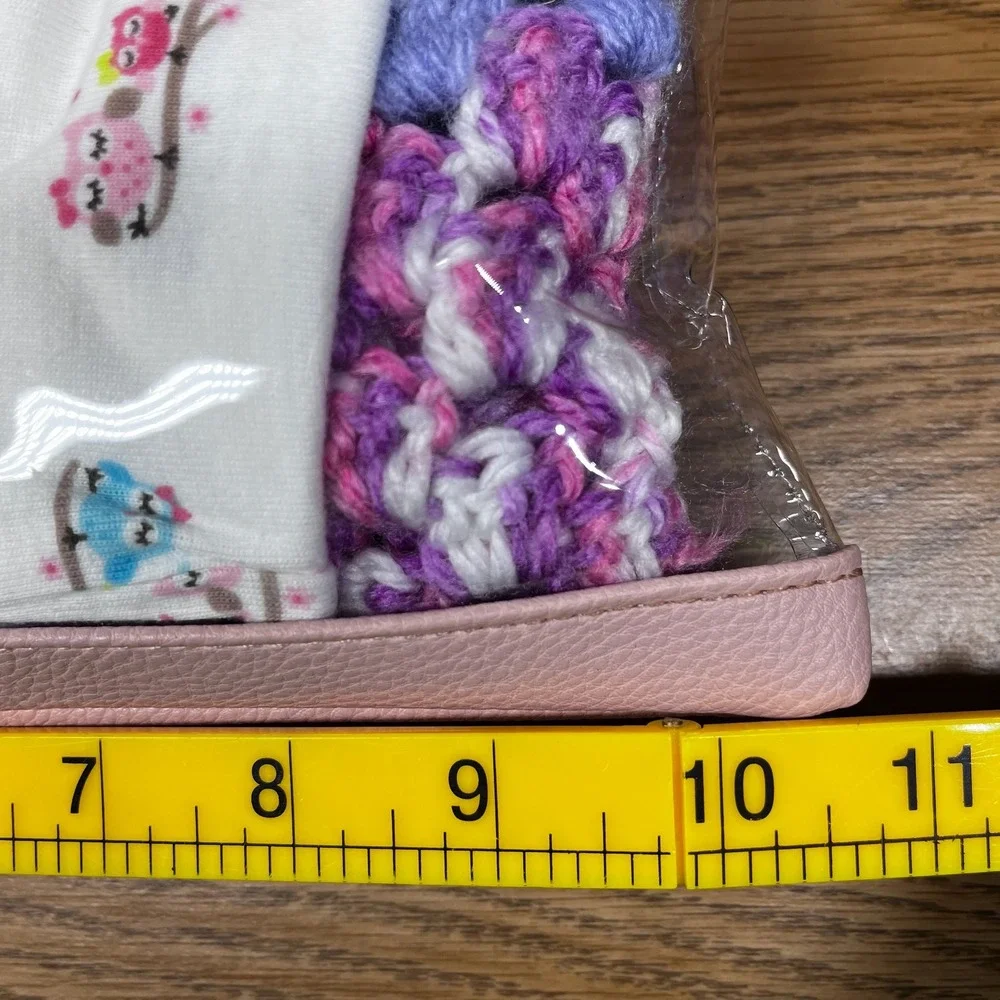 Gerber Baby Girl Owl Onesie 0-3M Crochet Blanket Pink Travel Pouch Gift Set‎
